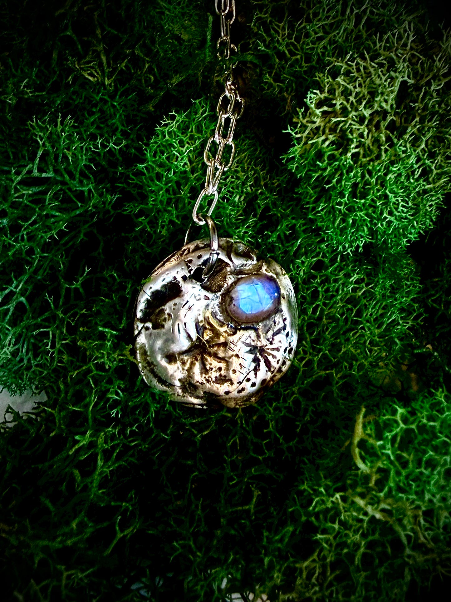 Moonstone Full Moon Talisman — Handcrafted Fine Silver Amulet