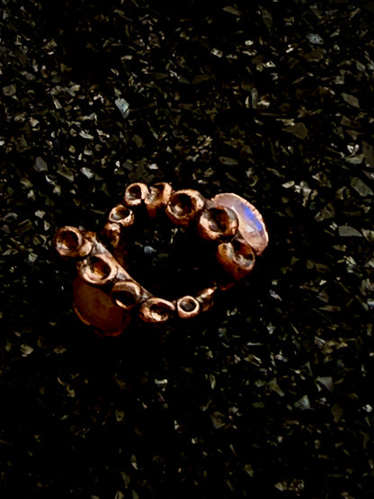 Leviathan’s Grasp Ring — Dual Moonstone Statement Ring | Abysmal Relics Collection