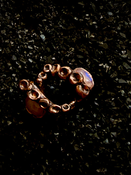 Leviathan’s Grasp Ring — Dual Moonstone Statement Ring | Abysmal Relics Collection