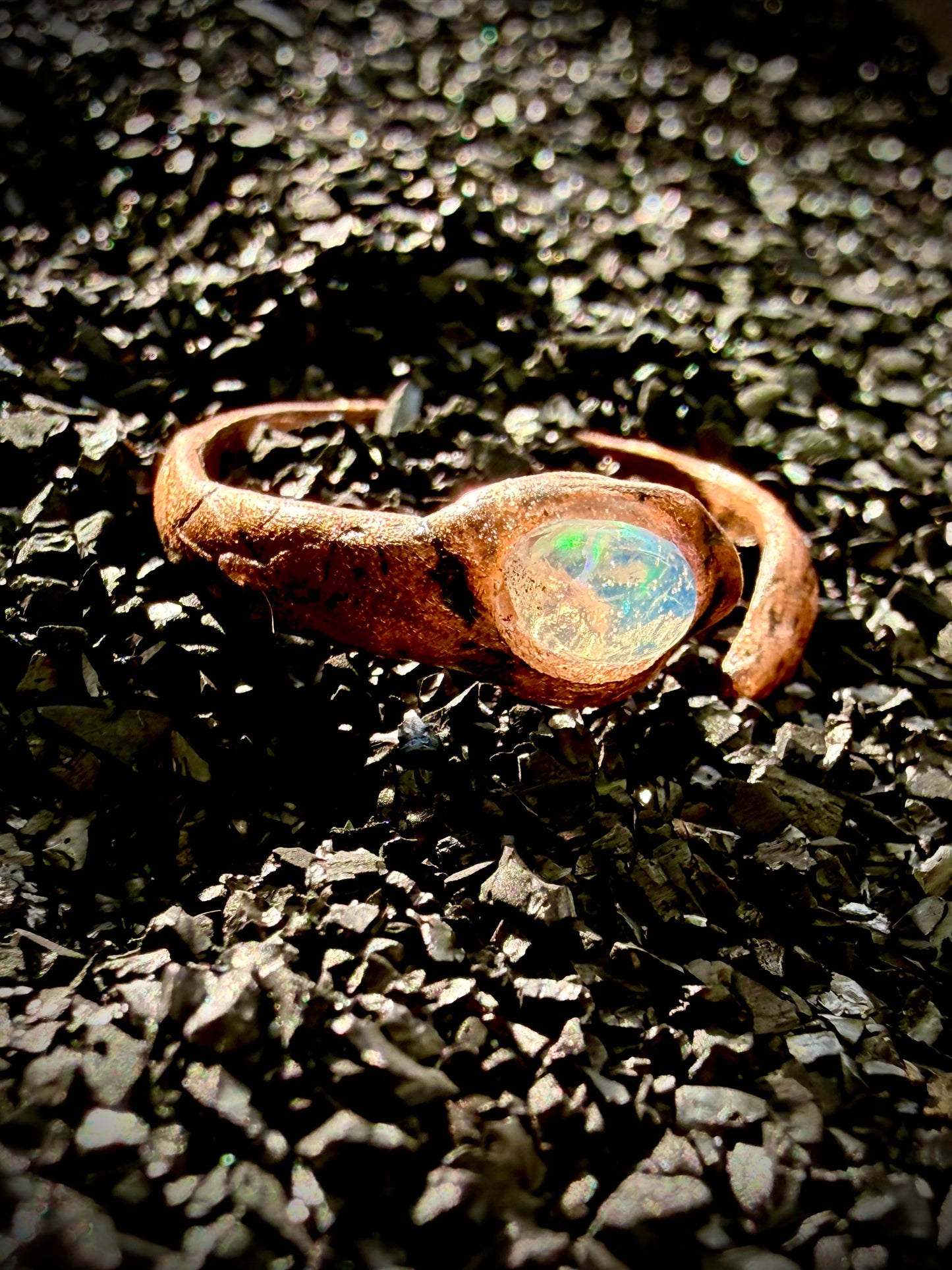 The Abyssal Eel Ring — Opal Statement Ring | Sculptural Wrap Band | Abysmal Relics Collection