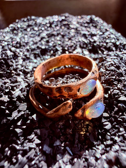 The Abyssal Eel Ring — Opal Statement Ring | Sculptural Wrap Band | Abysmal Relics Collection