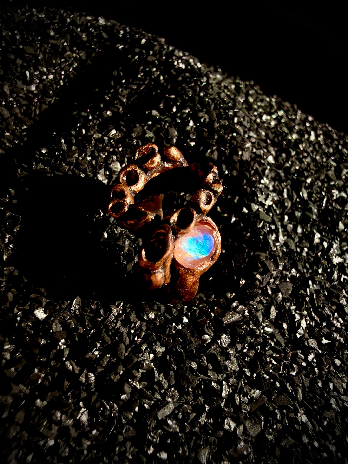 Leviathan’s Grasp Ring — Dual Moonstone Statement Ring | Abysmal Relics Collection
