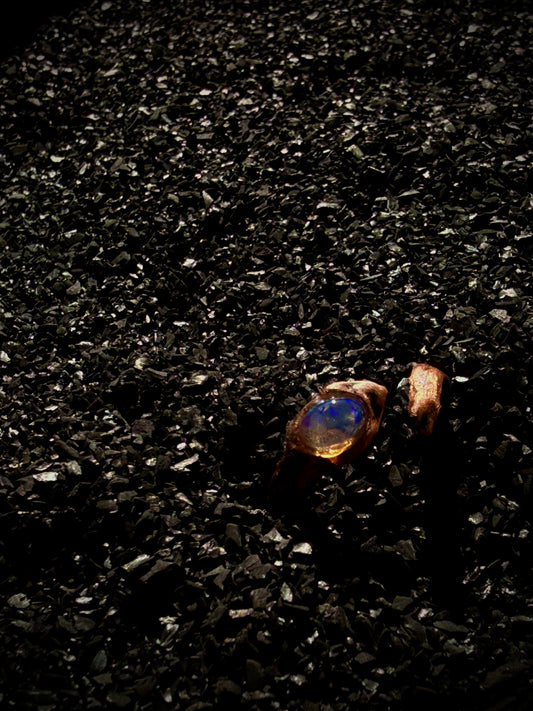 The Abyssal Eel Ring — Opal Statement Ring | Sculptural Wrap Band | Abysmal Relics Collection